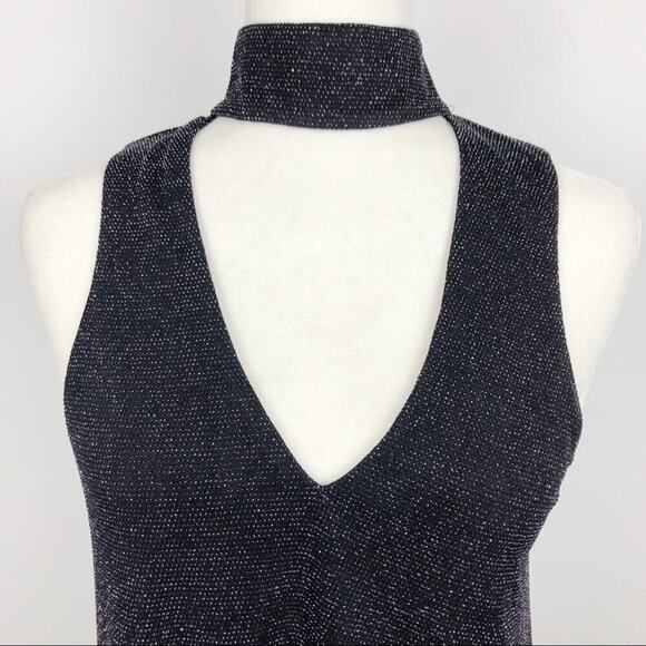 NWT Show Me Your MuMu Friday Black Choker Cut out Dress XS Metallic Black - Picture 2 of 16